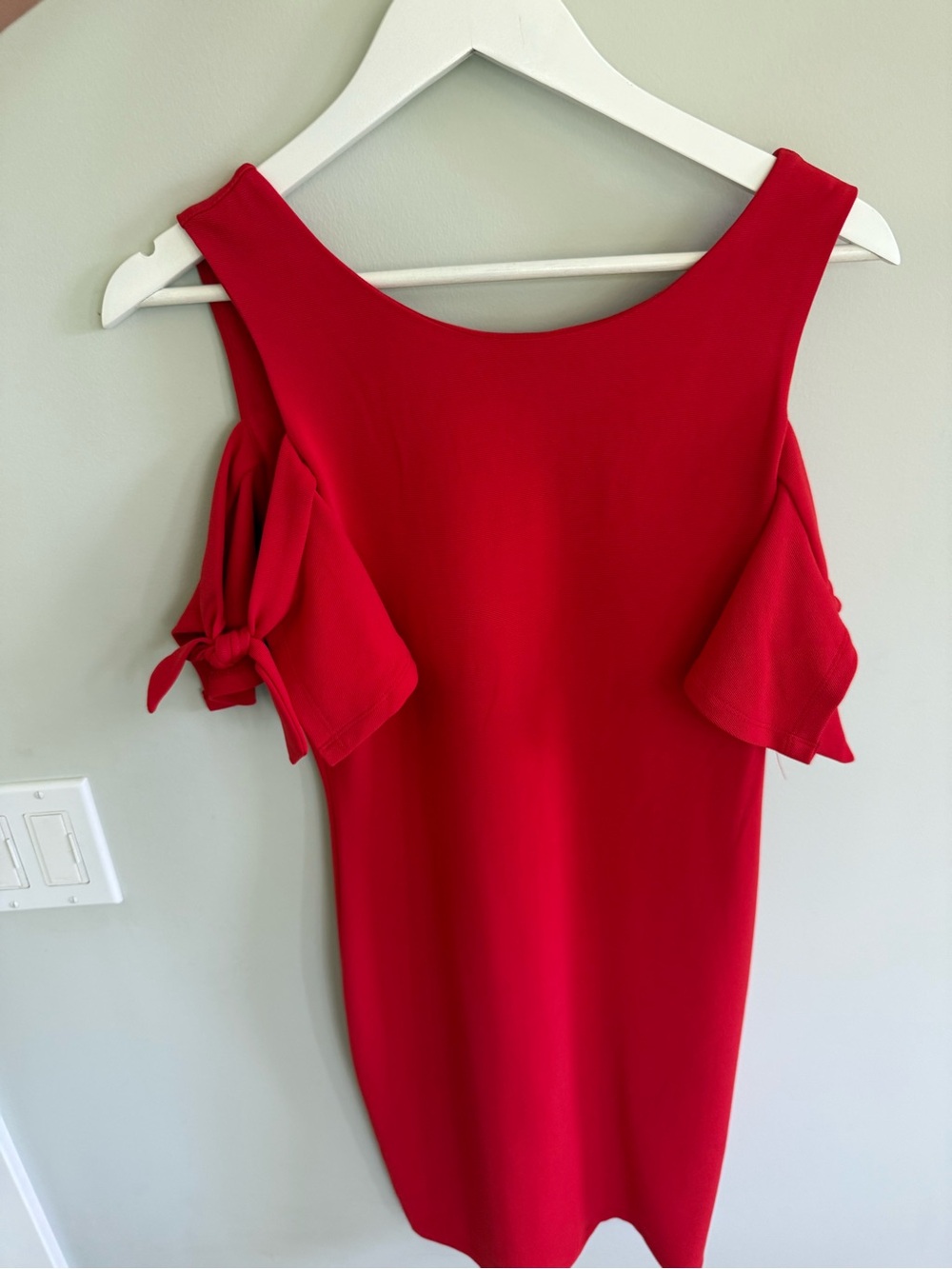 As U Wish Red Cold-Shoulder Tie-Sleeve Mini Dress